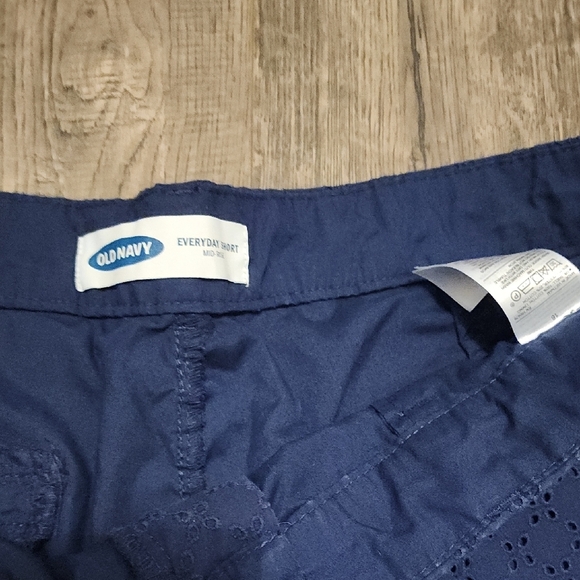 Navy Eyelet Women's Shorts - Picture 2 of 4